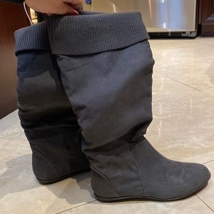 Rampage Gray Faux Suede Amira Boots